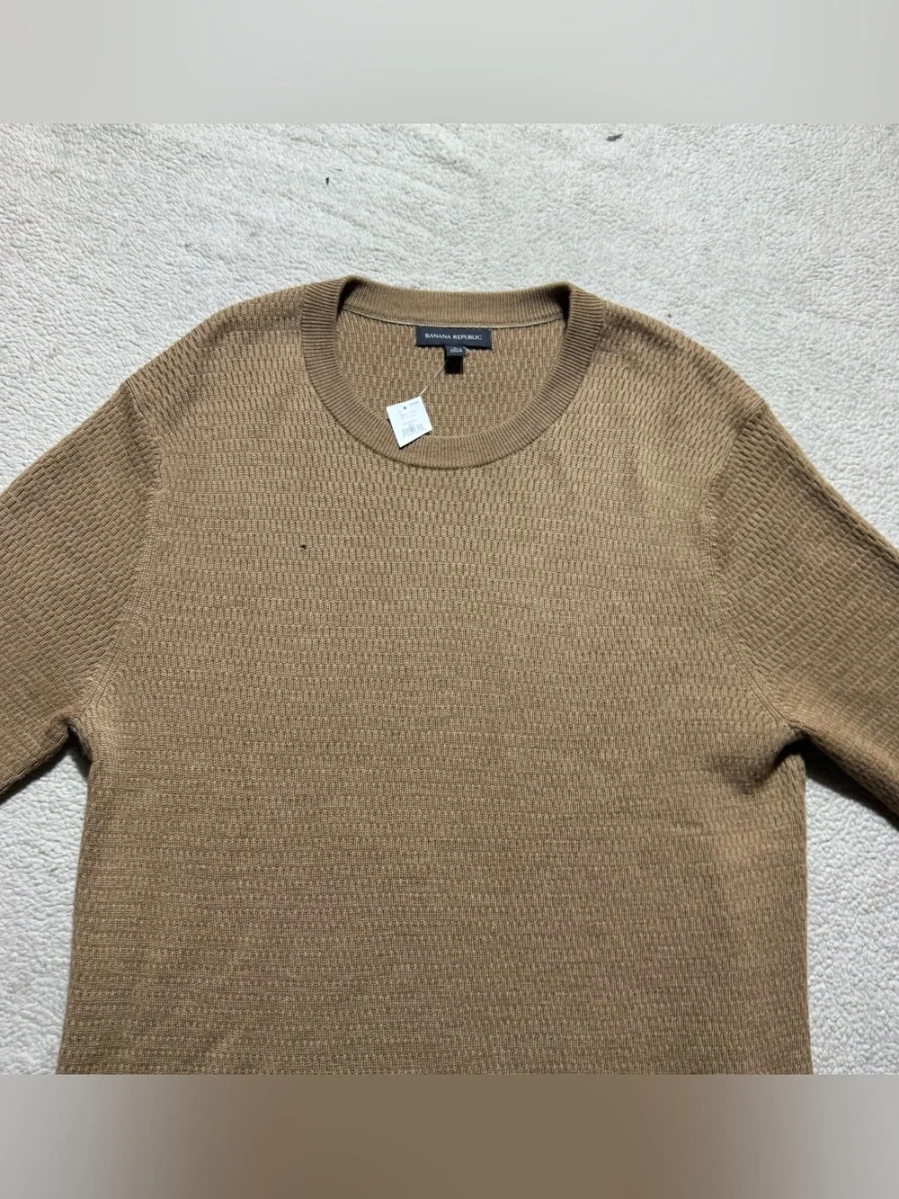 Banana Republic Sweater Mens Large Brown Long Sleeve Extra Fine Merino Wool NEW